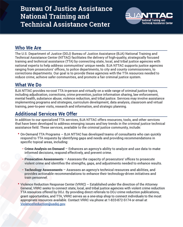 BJA National Training And Technical Assistance Center (NTTAC) - PSP ...